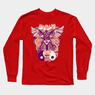 Peach Owl And Ageless Skull Long Sleeve T-Shirt